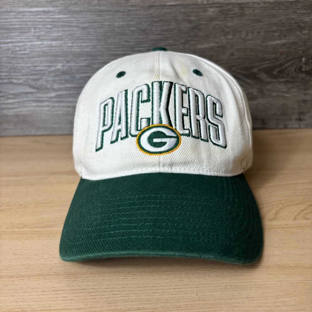 Vintage Green Bay Packers Hat Cap Strap Back White Nike NFL Football